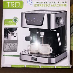 TRU 20-Bar Espresso Machine w/ Milk Frother – New