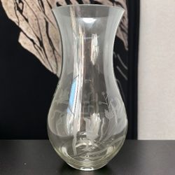 Vintage Etched Flower Glass Vase
