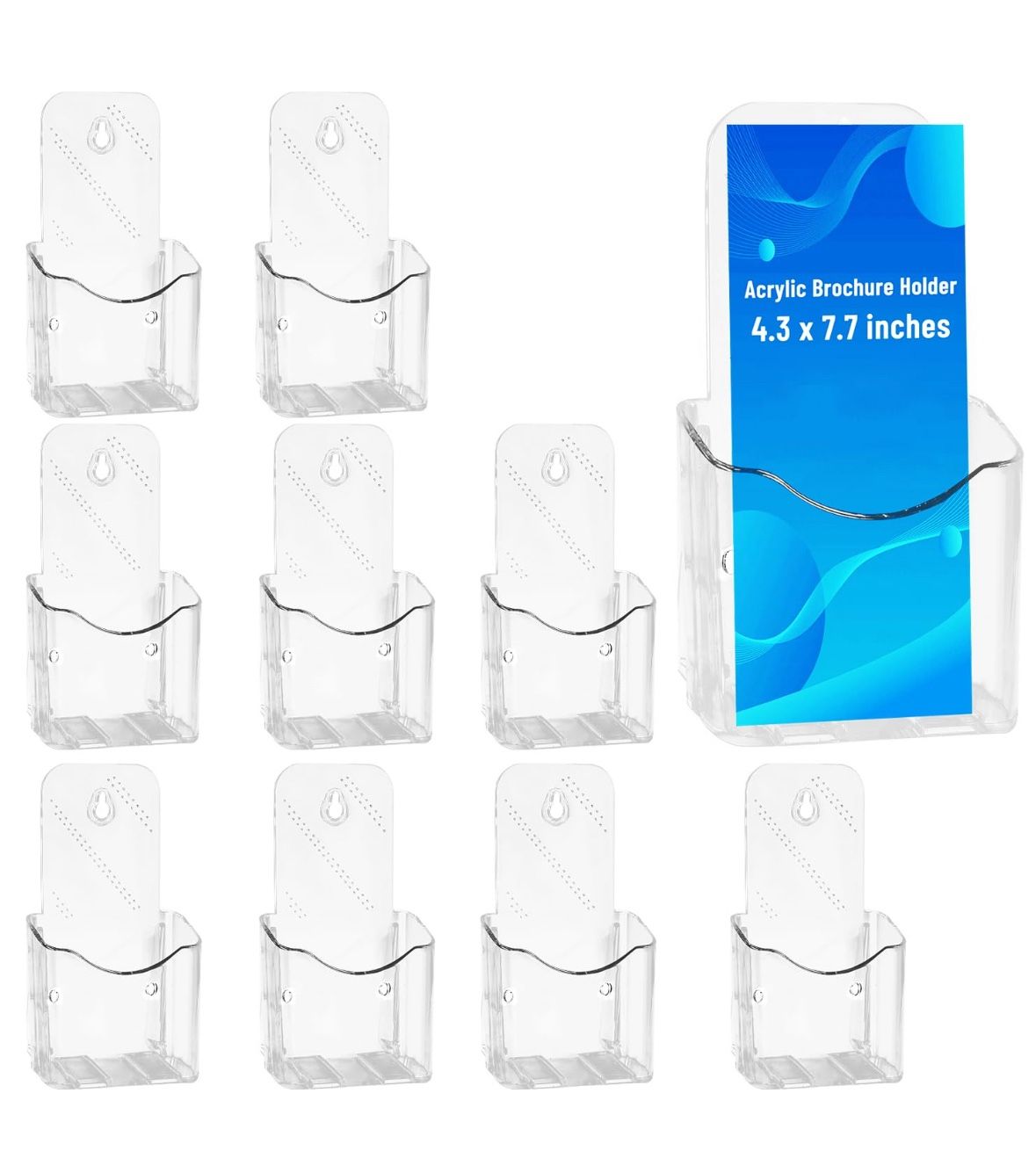 10 Pack Brochure Display Stand,4 Inches Acrylic Pamphlet Holder Stand Wall Mount/Countertop,Clear Plastic Trifold Rack Card Holders Organizer for Disp