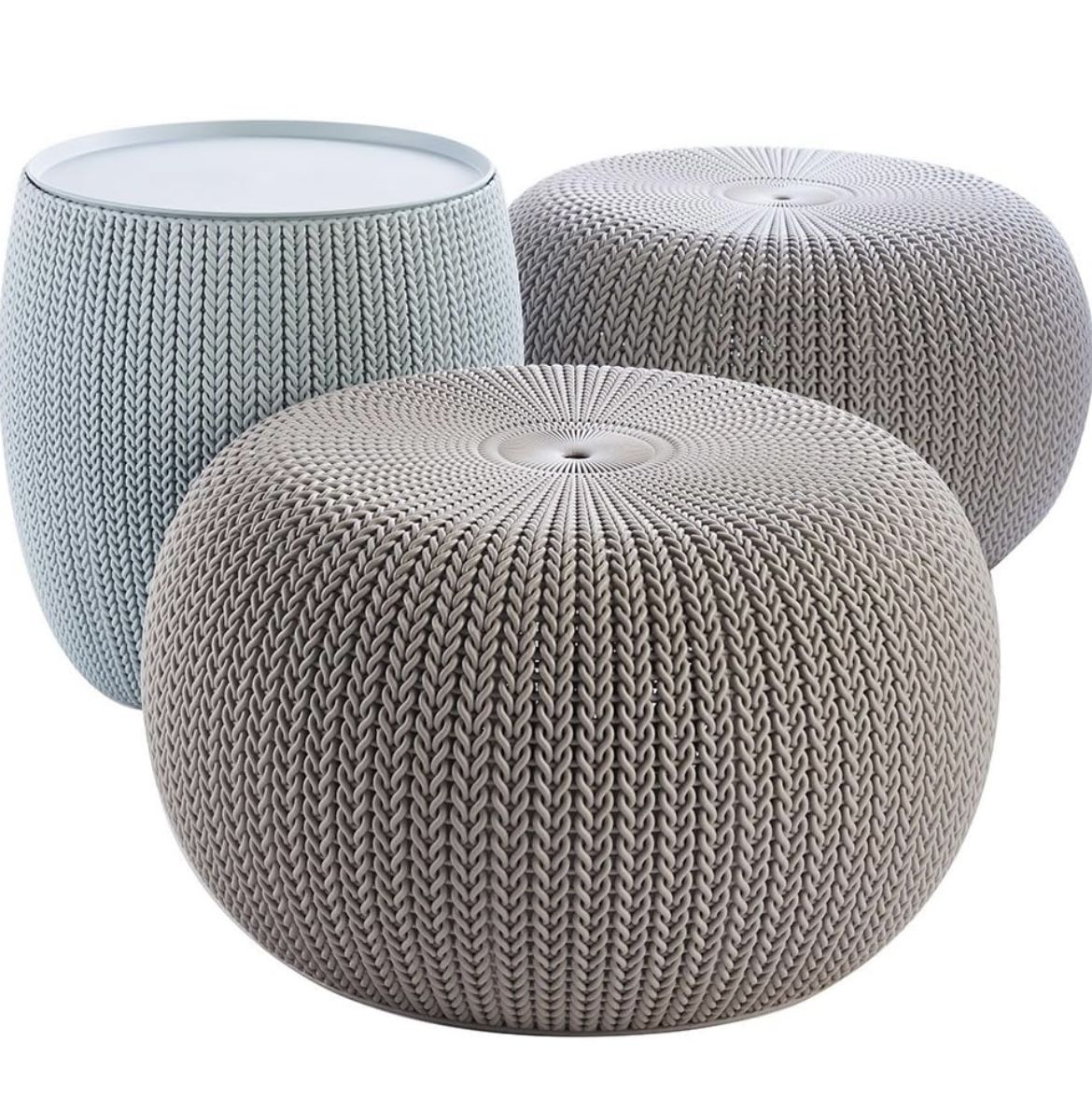 Keter Urban Knit Pouf Ottoman Set w/storage Table