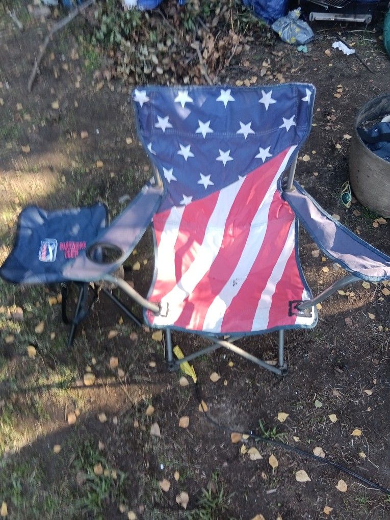 Foldable American Flag Chair And PGA Tour Stool And Or Side Table