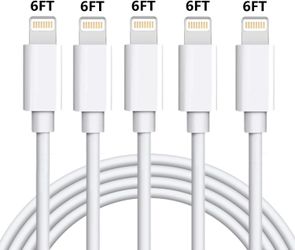 Lightning Charger Cable iPhone Charger Cable 5 Pack 6FT USB Fast Charging Syncing Cord Cables Compatible iPhone XS/Max/XR/X/8/8Plus/7/7P/6S/iPad/IOS