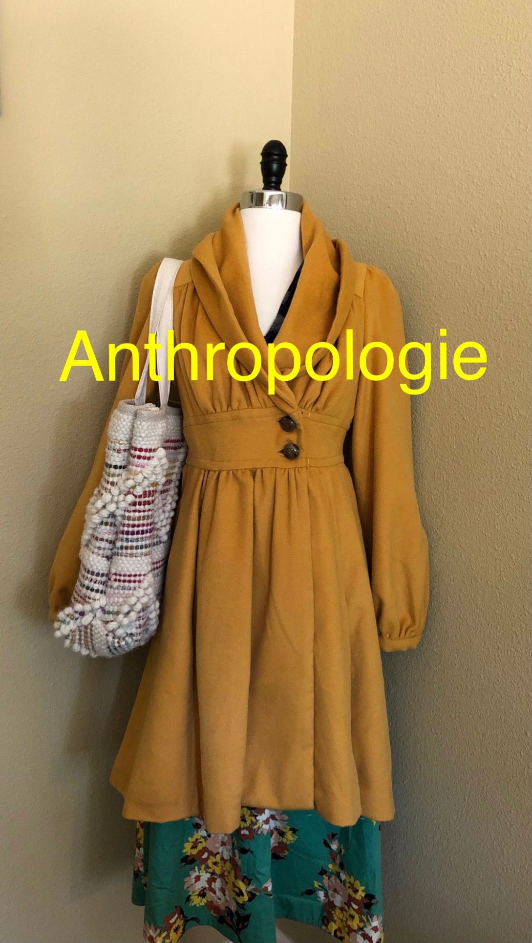 Brand new, never worn! $348 @ Anthropologie Plenty by Tracy Reese Ruched Marigold Coat. Fall Autumn jacket. Dress coat. Wedding.