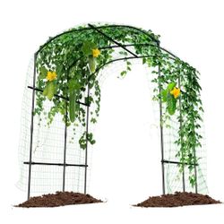 Tall Garden Arch Trellis , 87'' L x 75'' W x 71'' H Tall Metal Plant Support Trellis Archway for Climbing Vine Vegetable/Fruit/Flower Outdoor Yard Law