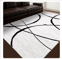 8'x10' Area Rug for Living Room Bedroom - Large Abstract Black and White Rug Non-Slip Ultra-Thin Home Decor