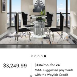 Fancy DINING TABLE BLACK SUEDE FINISH