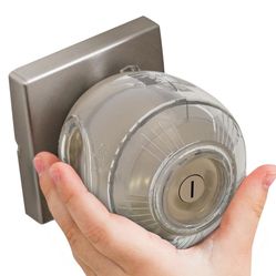 Child Safety Door Knob Cover (4 Pack) Hard-to-Remove Dual-Lock Door Handle Covers for Kids - Reusable Baby Proof Door Knob Locks - Installs Easily, No