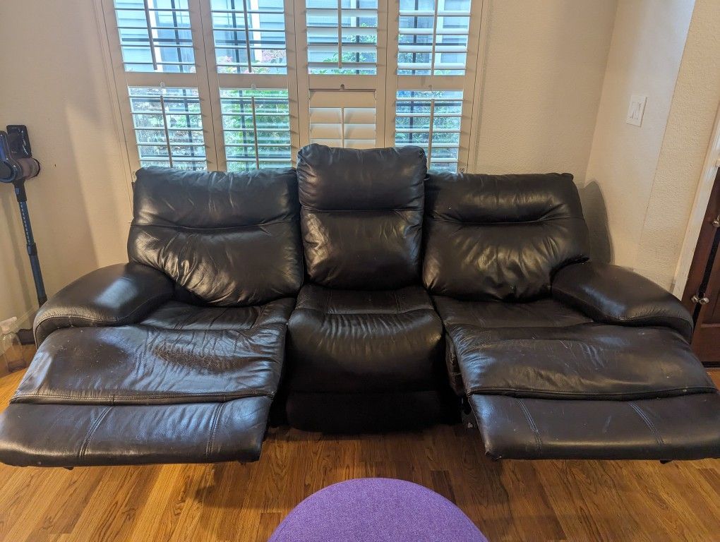 Black Leather recliner Sofa