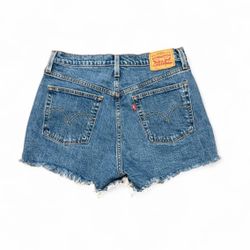Levi's blue 501 denim raw hem shorts
