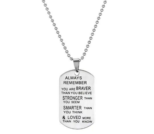 "Always Remember " Dog Tag Stainless Steel Pendant Necklace