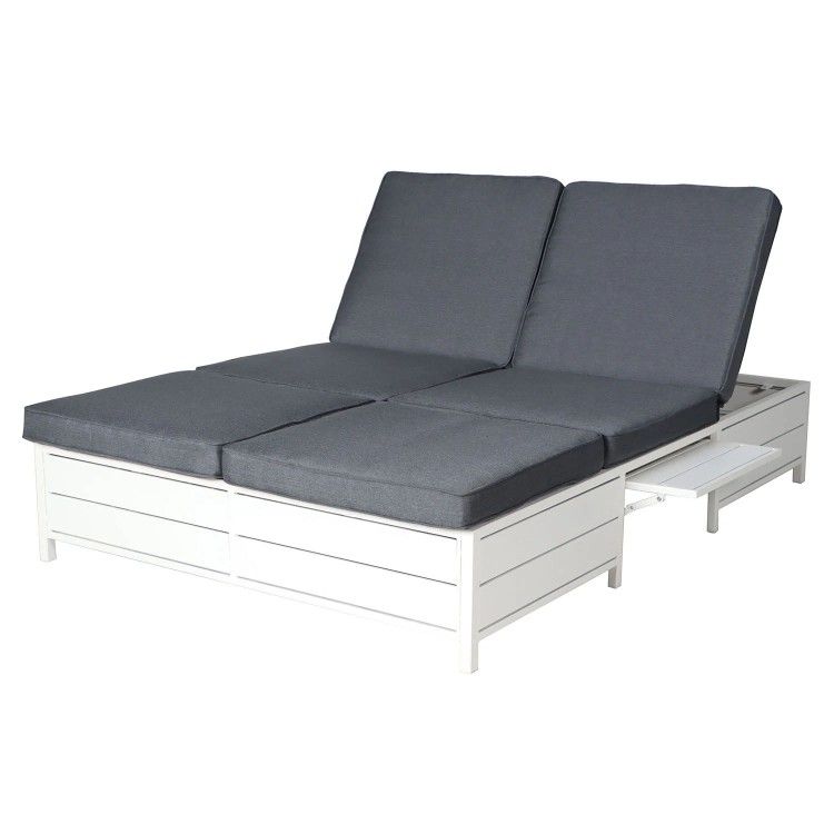 Mainstays Asher Springs Outdoor Double Chaise Lounge Bench β White / Dark Gray