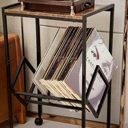 Record Player Stand With Vinyl Record Storage 
