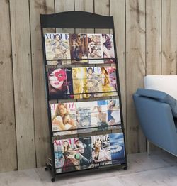 KROEY 59”x27”x14” FLOOR MAGAZINE DISPLAY STAND HOLDER RACK BUSINESS OFFICE PUBLIC RECEPTION AREA LITERATURE RACK 