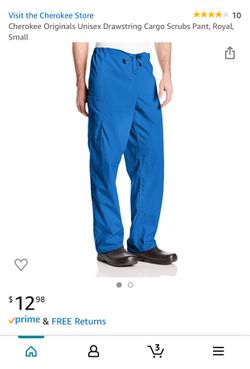 Cherokee Originals Unisex Drawstring Cargo Scrubs Pant- Size S