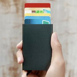 RFID Aluminum Card Holder Slim Mini Pop Up Metal Wallet