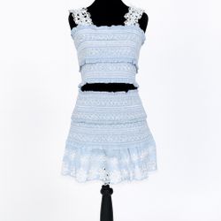 Saylor Used Blue Stripe Crop Top & Skirt M