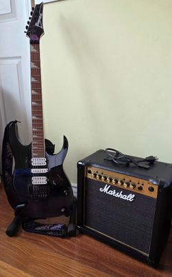Ibanez Electric Guitar & Marshall Amp