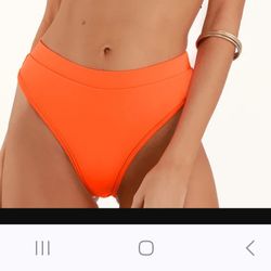 Vibrant Orange, High Rise Bikini Bottom, W, S