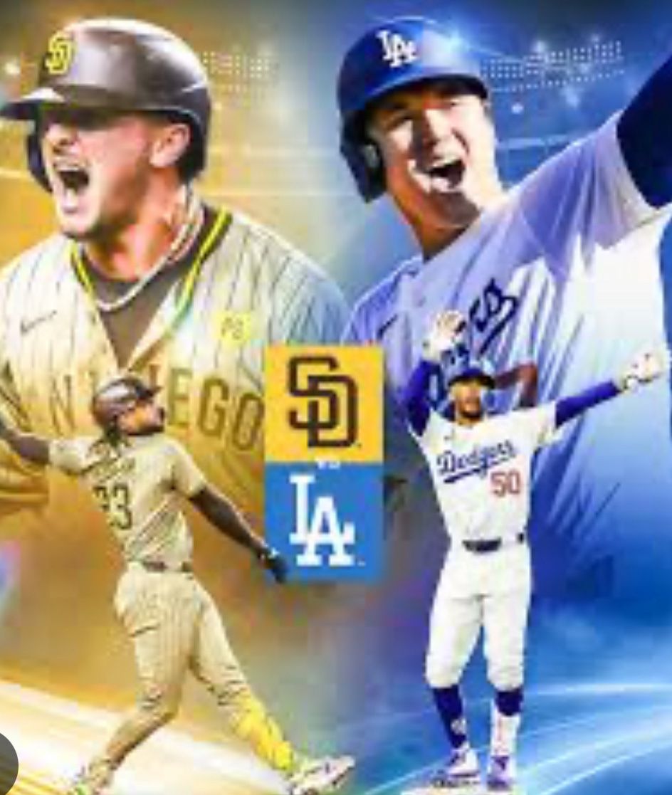 2 Los Angeles (LA) Dodgers vs San Diego Padres Baseball tickets