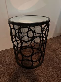 Wrought iron side table with mirrored top- $30
