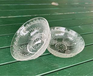 2 Vintage Shell and Jewel pressed glass bowls