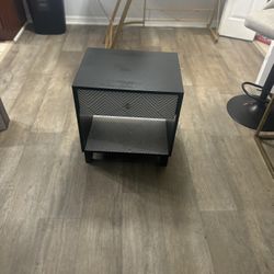 🖤 Modern Black Nightstand with Geometric Drawer