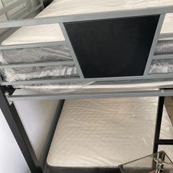 Bunk Bed (twin Size) & Mattresses (still In Plastic)