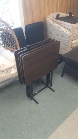New assembled 4 tray table 1 stand espresso color $45