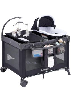 Corral Para Bebé Con Su Cambiador Y Moisés! Baby Crib With Changing Table And Moises Basket