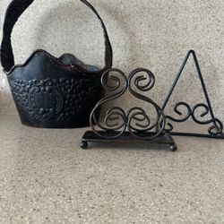 Vintage Flower Pot ,Napkin Holder, Recipe Book Stand