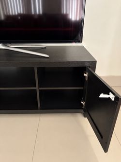 Black TV Stand with Storage Cabinet