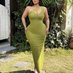 SHEIN Olive Green Shoulder Strap Bodycon Dress