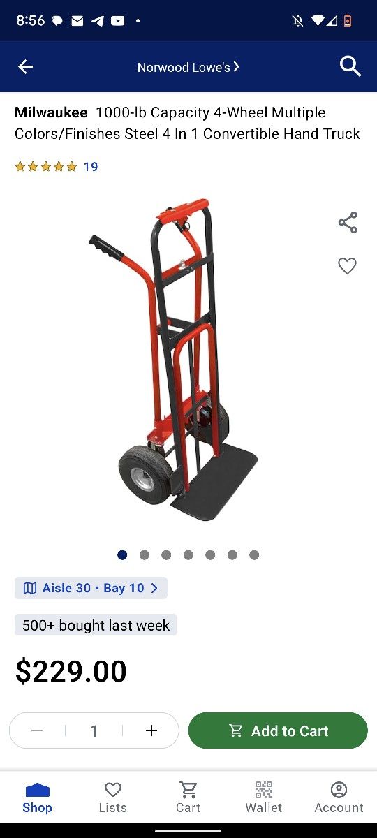 Milwaukee 1000lb 4in1 Dolly