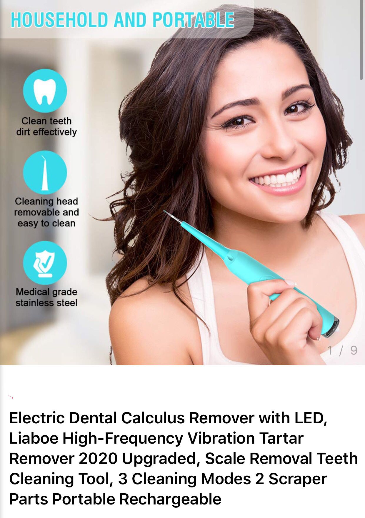 Electric tooth cleaning calculus remover with LED