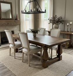 Set of 4 Upholstered Dining Chairs | Linen + Solid Wood | RH Style $350 OBO