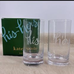 Kate Spade New York Lenox "Two of a kind"His and Hers Highball Glasses Tumbler 17 oz