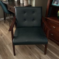 Green MCM Vegan Leather Chair