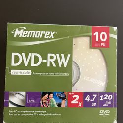 Memorex DVD-RW 10 Pack, Unused 