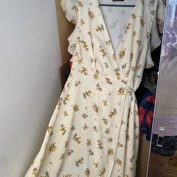 Yellow Flower Print Long Dress