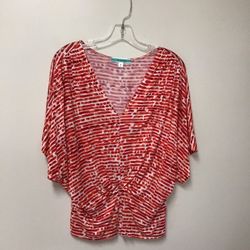 Women’s PLEIONE (Anthropologie) V-neck butterfly sleeve blouse… Size medium