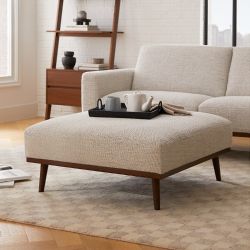 NEW Article Rhett Ottoman Pepper Ivory Boucle Mid Century Modern