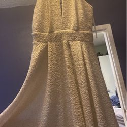 Gold And White Skater Dress