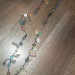 Stone And Bead Long Necklace