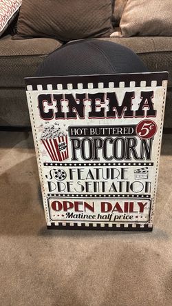 Vintage Cinema Popcorn Decorative Wall Sign