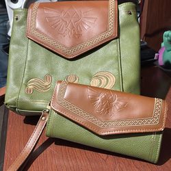 Danielle Nicole The Legend of Zelda Green Brown Shoulder Bag Wallet Set