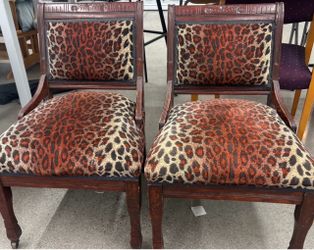 Antique Neoclassic Leopard Chairs