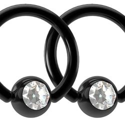 Captive Ring Gem 16g 8mm 5/16" 2pcs Black