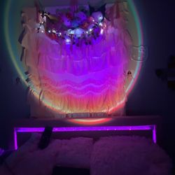 pink light up head board queen size