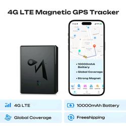 4G LTE Magnetic GPS Tracker with Real‑Time Tracking, Global Coverage, 90 Days History, Smart Alerts for Vehicles & Assets, 10000mAh Battery, Strong Ma