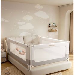 3 Piece Full Size Bed Rails for Toddlers, No-drill Needed Baby Bed Rail Guard with Height Adjustable, Thickened & Reinforced Child Safety Side Railing